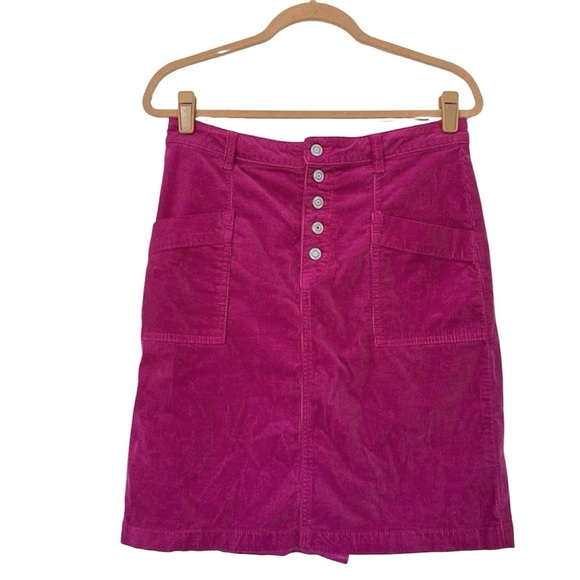 Anthropologie Pilcro Talia Pink Corduroy Button Detail Skirt Womens 6 Pink - Picture 2 of 10
